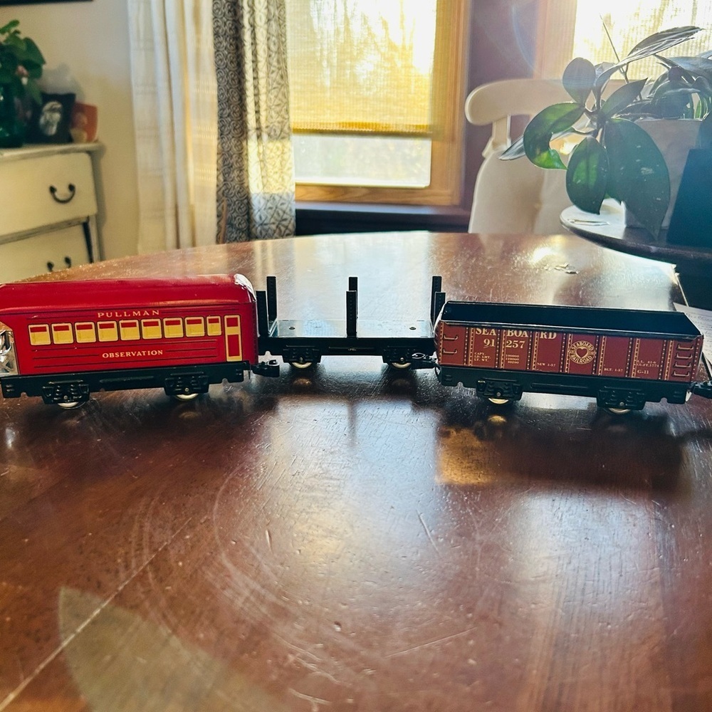 3 Vintage Metal Train Cars, Pullman, Lumber and Coal THINK HOLIDAY DECOR - Picture 13 of 13